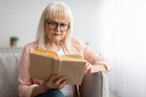 woman reading a book